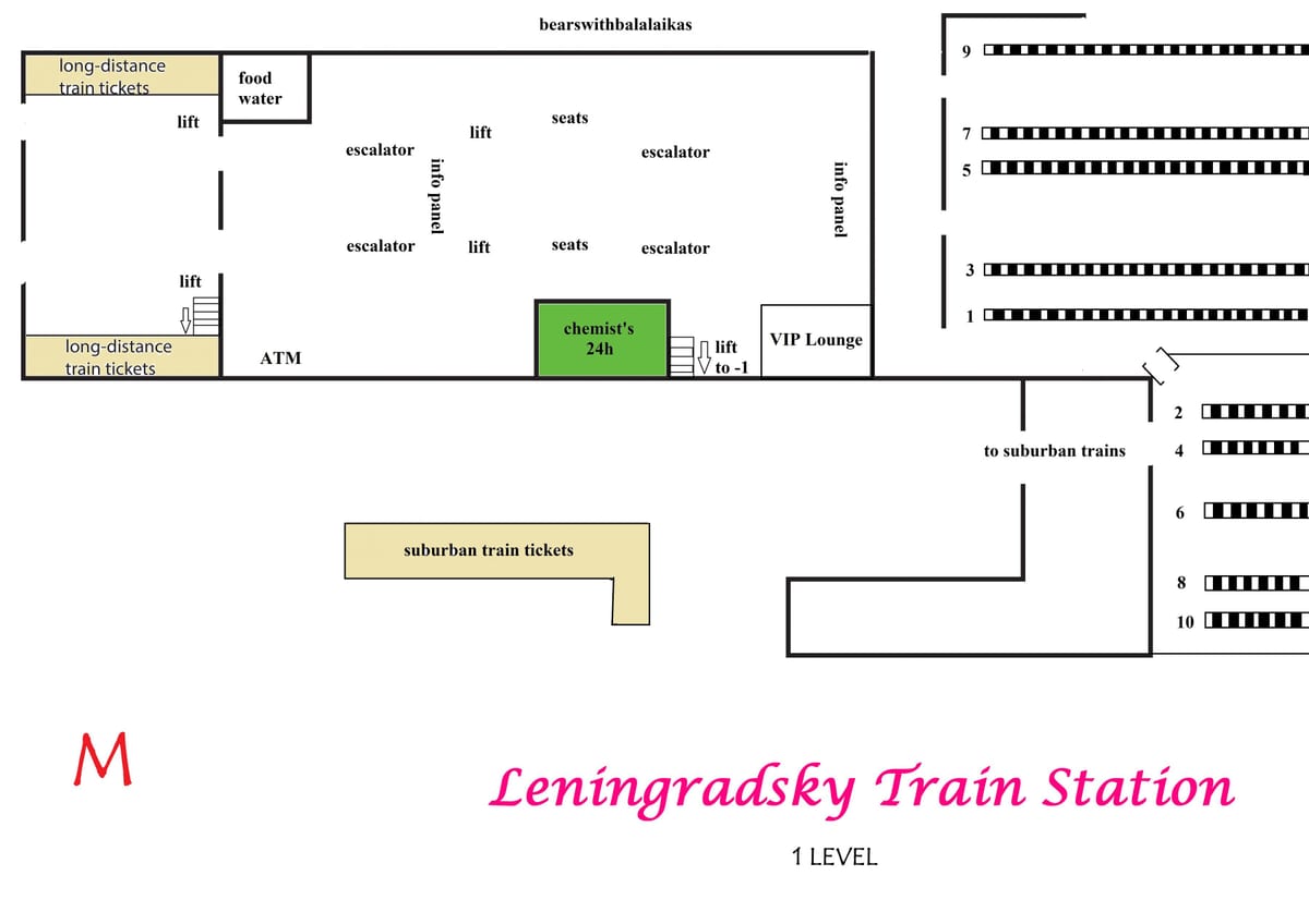 kort af Leningradsky stöð Moskvu