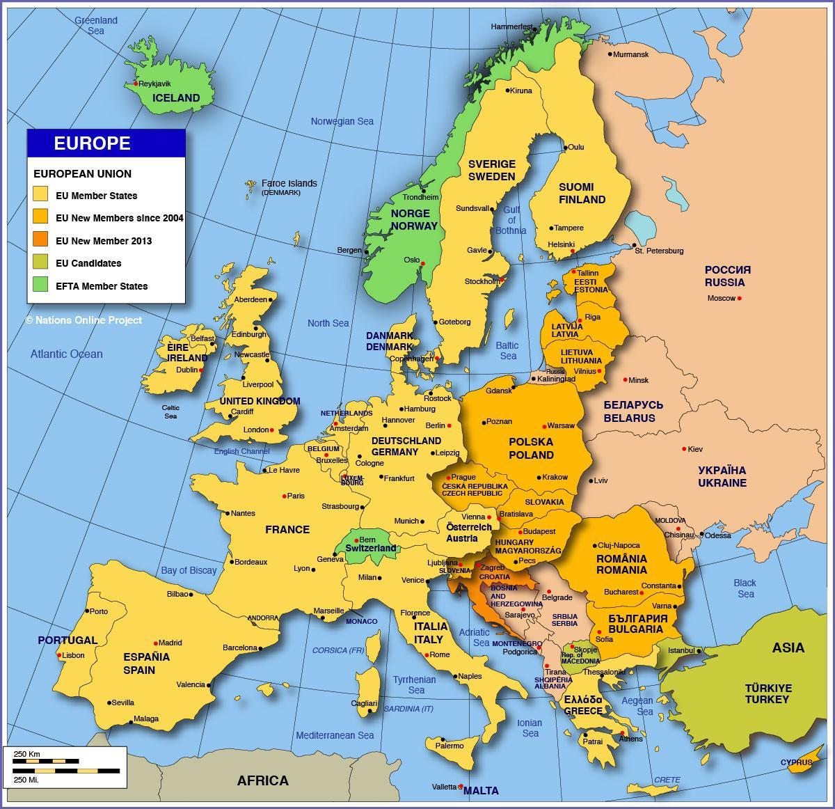 Moskvu á kort af evrópu
