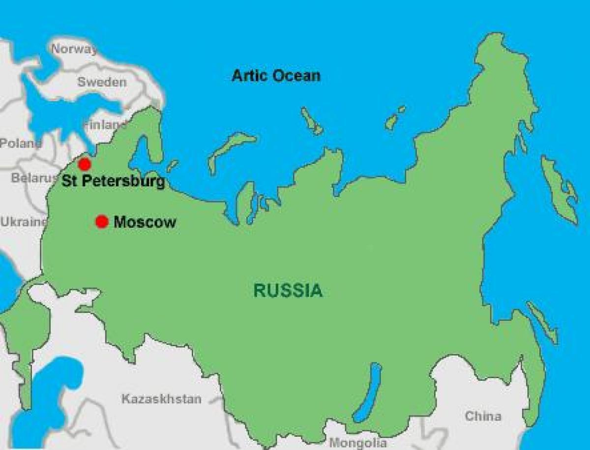 Moskvu og st Pétursborg kort