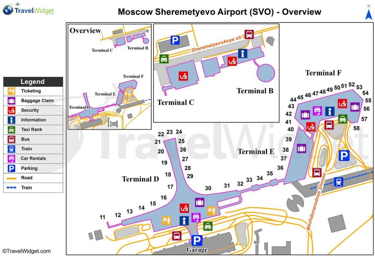 Moskvu Sheremetyevo flugvöllur kort