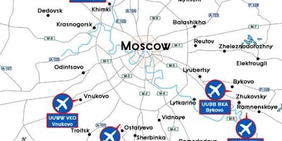 Kort af Moskvu flugvöllum