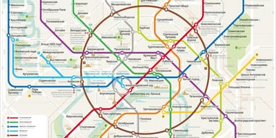 Kort af Moskvu metro ensku og rússneska